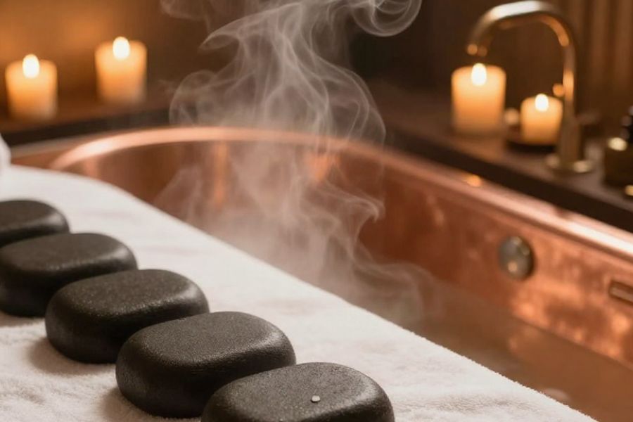 Bain de purification et d’équilibrage énergétique dans une baignoire en cuivre - eaux des Atlantes